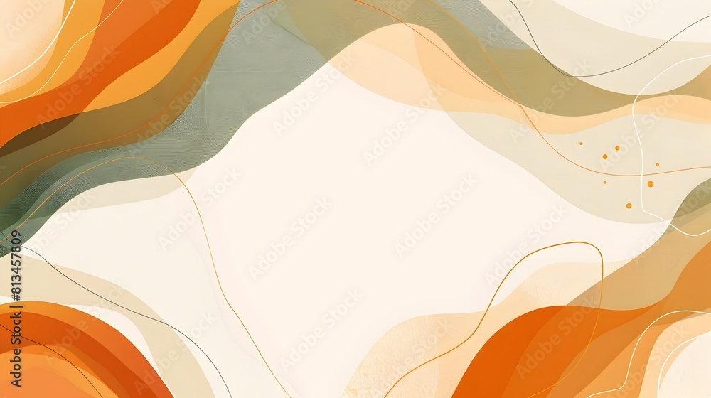 Leinwandbilder elegant organic flowing shapes in an earthy muted color scheme with a simple geometric template and 