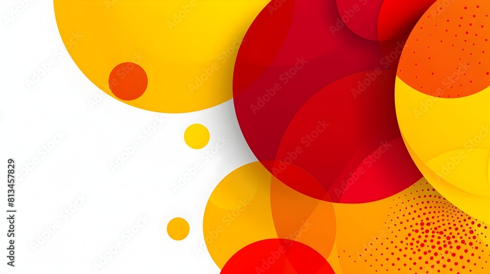 Aufkleber Vibrant Geometric Abstract with Overlapping Shapes and Copyspace on White Background