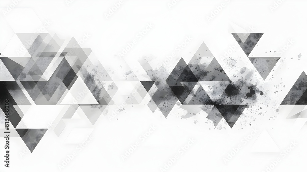 Aufkleber Minimalist Geometric Abstract Background with Intersecting Triangles and Diamonds in Shades of Gray and Charcoal