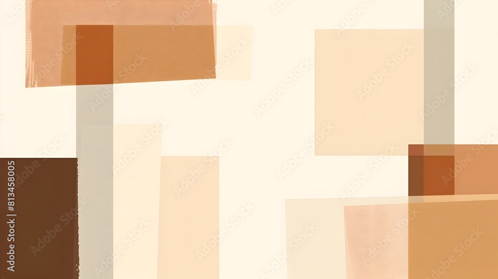 Fototapete overlapping geometric shapes in earthy tones create a minimalist abstract background with a balanced