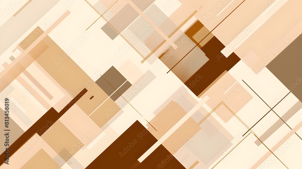 Fototapete Earthy Geometric Abstract Background with Balanced Rectangular Shapes in Neutral Colors and Minimalist Flat Design Style for Versatile Digital and