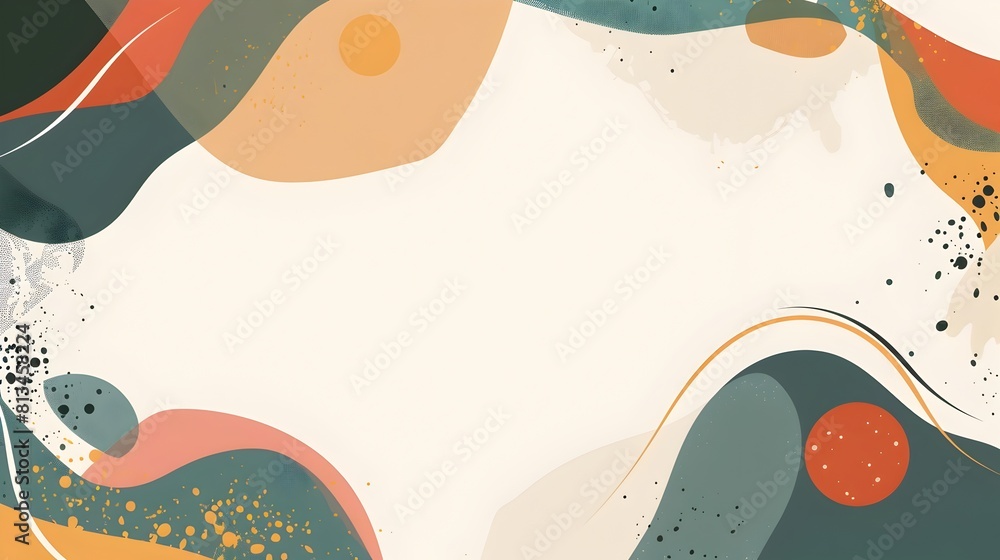 Poster dynamic abstract earthy muted tones geometric template with fluid organic shapes and generous blank 