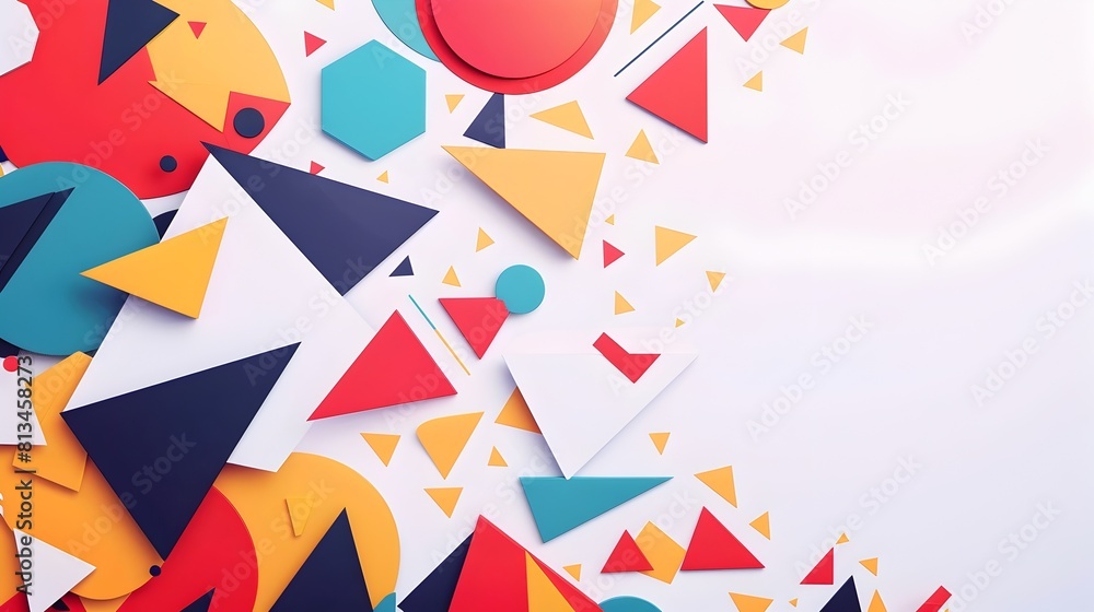 Poster vibrant geometric abstract background with kaleidoscopic pattern and bold color contrasts