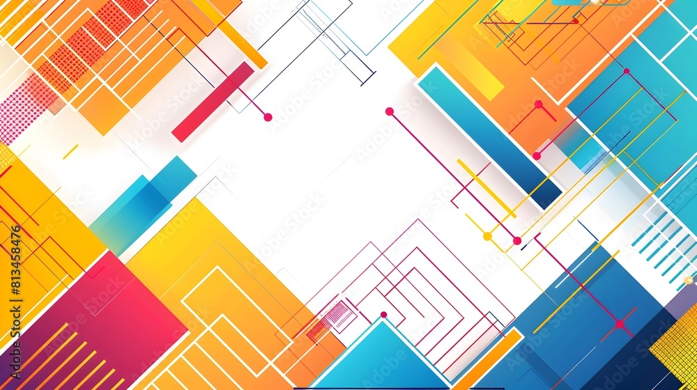 Aufkleber Vibrant Geometric Abstract Background with Intersecting Shapes and Dynamic Composition