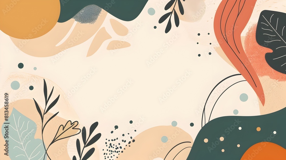Fototapete whimsical abstract geometric template with organic shapes and patterns for digital or print backdrop