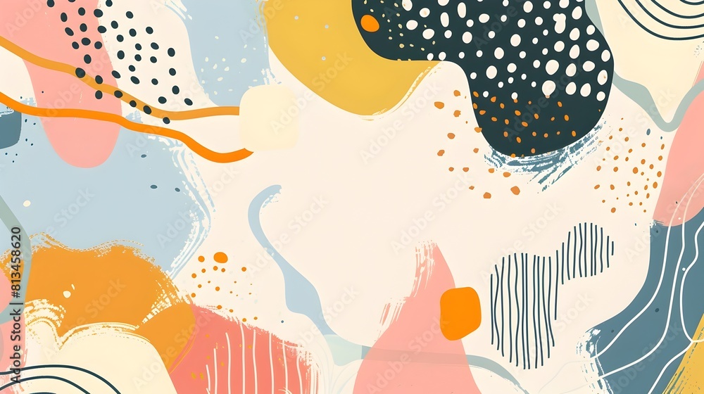 Leinwandbilder whimsical abstract with organic shapes and patterns strategically composed for digital or print back