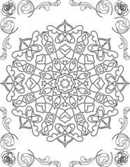 Printable Mandala Coloring Page for Adults. Educational Resources for School for Kids. Adults Coloring Book. Mandala Coloring Activity Worksheet.