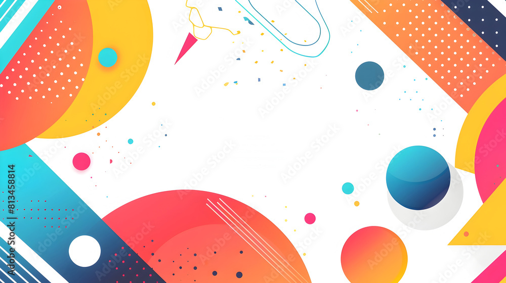 Aufkleber vibrant geometric abstract texture with overlapping kaleidoscopic shapes and colors in a modern flat
