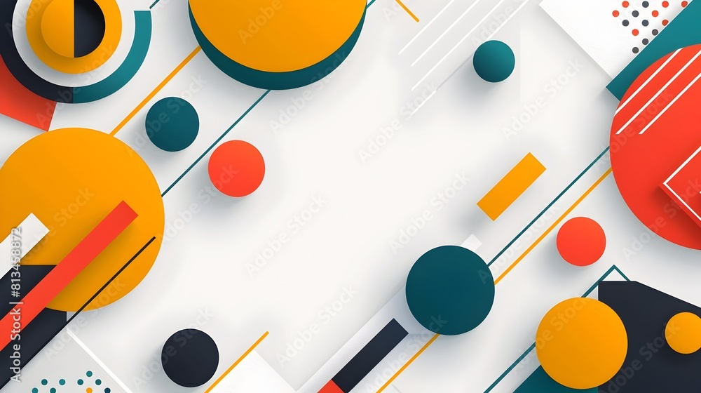 Aufkleber Vibrant Geometric Abstract Background with Copyspace for Design description This visually striking abstract background features an overlapping