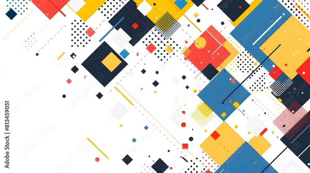 Poster striking abstract geometric background with contrasting shapes and vibrant color blocks in flat desi