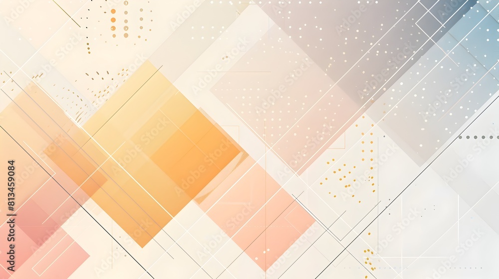 Fototapete Seamlessly Interconnected Geometric Lattice in Harmonious Muted Tones on Clean White Backdrop with Thoughtful Copyspace description This image