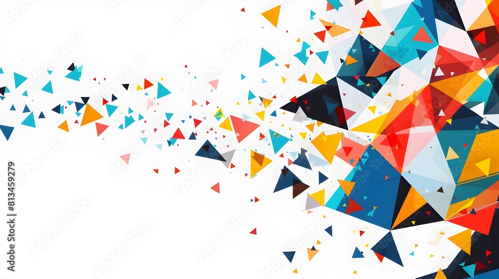 Poster vibrant geometric abstract backdrop with overlapping faceted shapes in contemporary minimalist desig