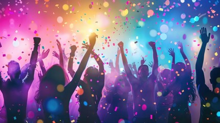 Lively New Year Celebration: a vibrant and lively scene depicting a New Year celebration. Ensure...