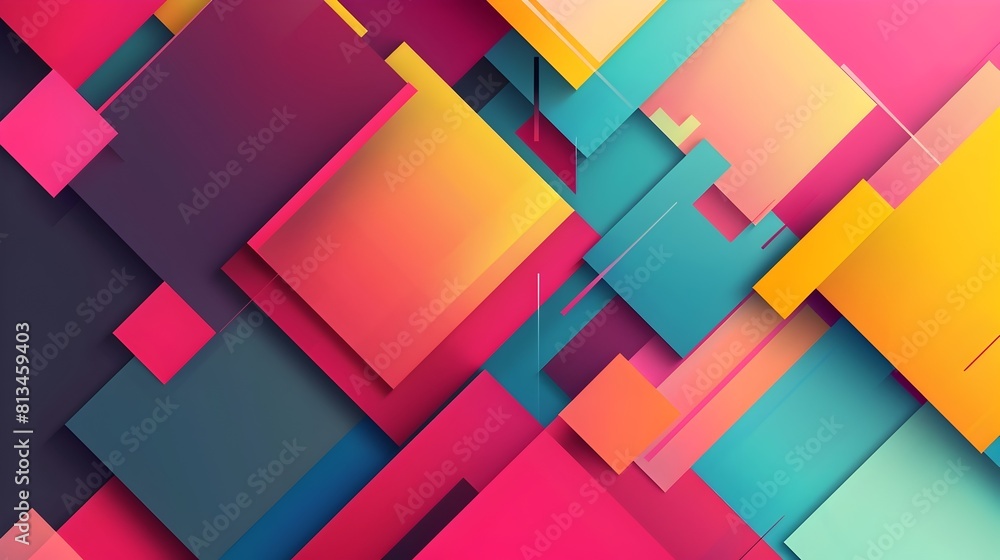 Aufkleber captivating geometric abstract with vibrant color palette and contemporary flat design