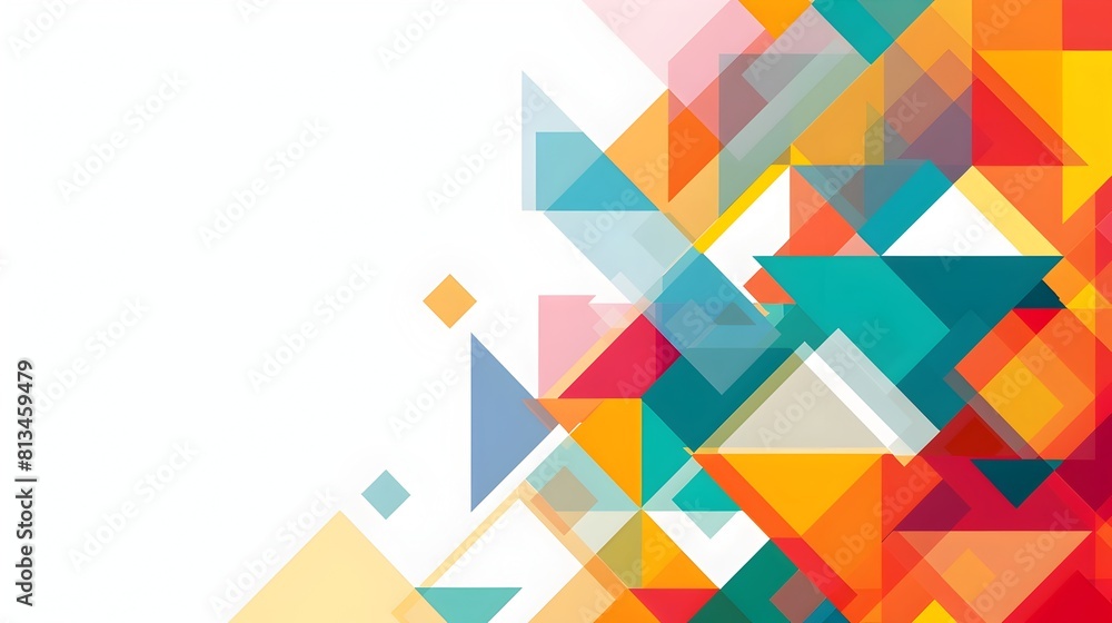Poster Vibrant Geometric Abstraction in Captivating Color Palette with Ample Copyspace for Versatile Design Applications