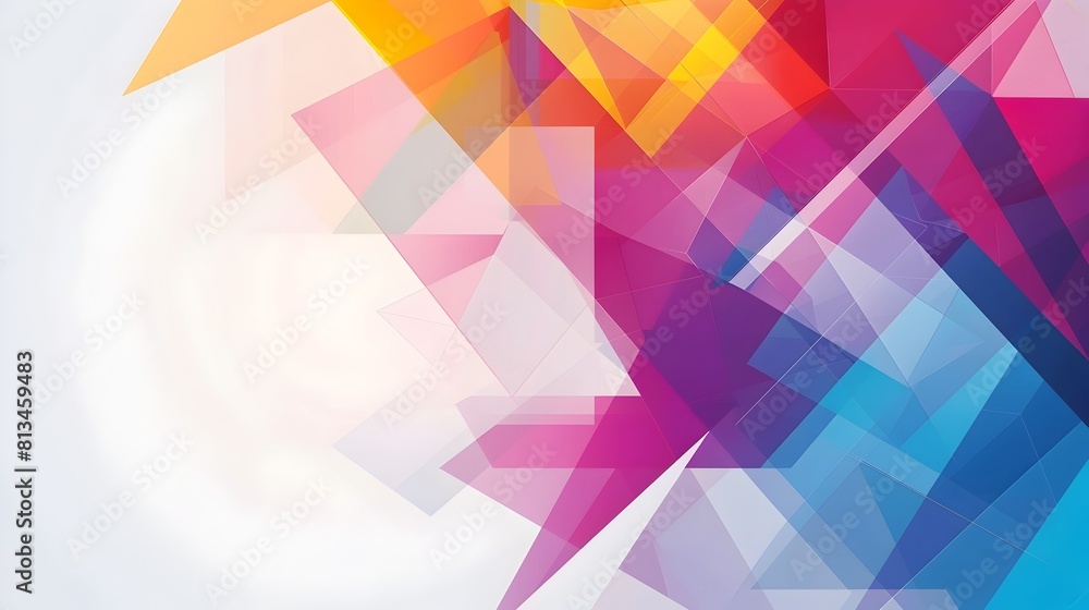 Poster captivating geometric abstraction with vibrant color palette and copyspace for layout design