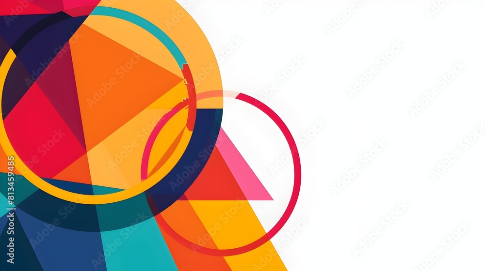 Leinwandbilder abstract geometric template with vibrant overlapping shapes on white backdrop