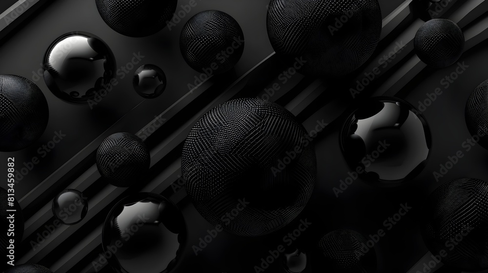 Aufkleber elegant black spherical 3d abstract backdrop for banner design or presentation