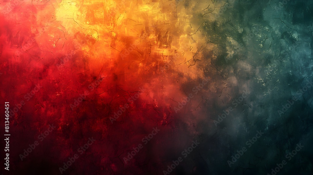 Poster intense and chaotic abstract grunge texture background with vibrant warm and cool tones
