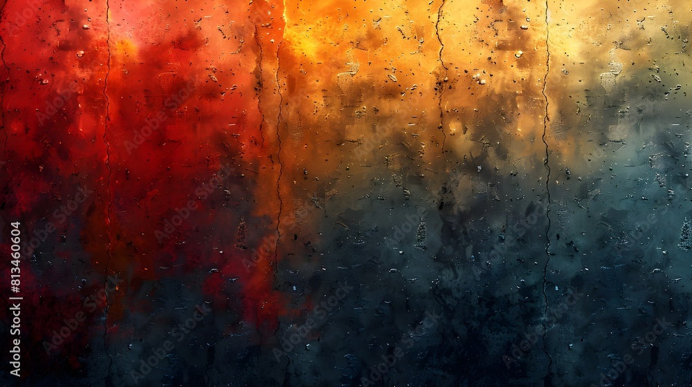 Poster Vibrant grunge abstract background with dynamic colors and textural elements creating a moody and atmospheric digital art composition