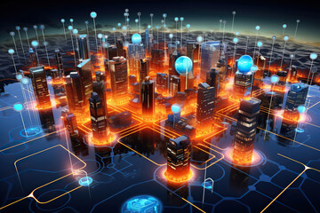 Generative ai on theme of beautiful digital technologies 5G for design natural abstract background