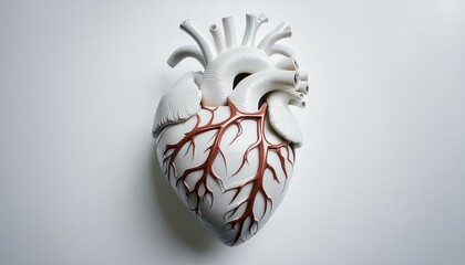 white human heart, isolated on white background; porcelain object