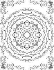Printable Mandala Coloring Page for Adults. Educational Resources for School for Kids. Adults Coloring Book. Mandala Coloring Activity Worksheet.
