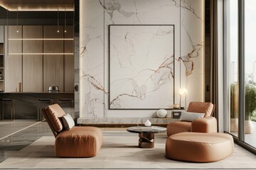 Marble wall adds touch of luxury.