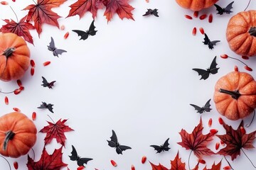 Spooky halloween white background for advertisements with ample space for text placement
