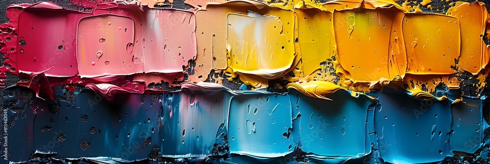 Aufkleber vibrant abstract oil painting texture fragment of colorful artwork on canvas showcasing dynamic brus