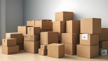 Fototapeta premium cardboard boxes on white background