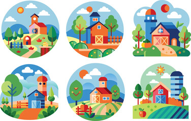 Set of flat farm, farming icon, vector illustration.