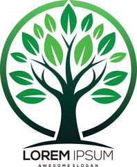 a minimalist tree logo vector art illustration with a tree icon logo