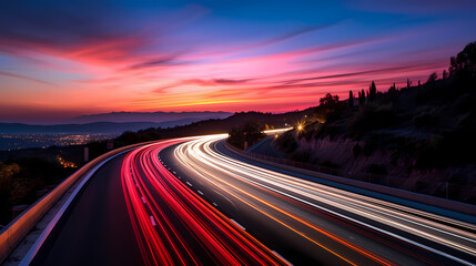 Long exposure photo of highway