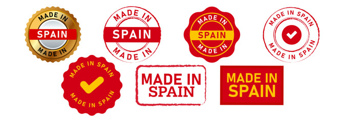 made in spainn rectangle and circle stamp seal badge label sticker sign for country product
