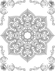 Printable Mandala Coloring Page for Adults. Educational Resources for School for Kids. Adults Coloring Book. Mandala Coloring Activity Worksheet.