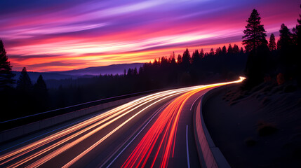 Long exposure photo of highway