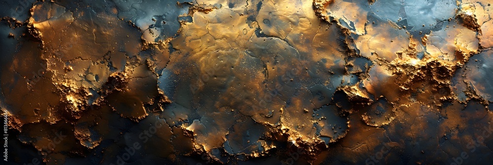 Leinwandbilder captivating abstract gold fractal texture backdrop with fiery scorched metallic appearance and moody