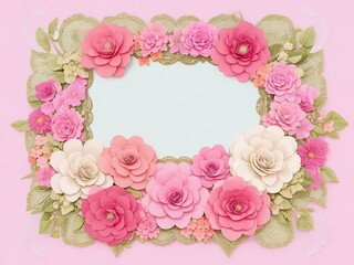 adorable decorative frame with paper flowers