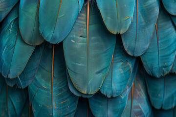 Vibrant Blue and Green Macaw Parrot Feathers Close Up