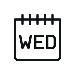 Wednesday calendar isolated icon, WED week day vector symbol with editable stroke