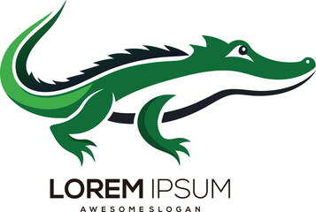 a minimalist Crocodile logo vector art illustration with a Crocodile icon logo