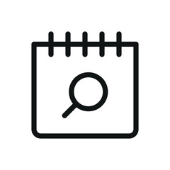 Search date isolated icon, calendar with find symbol vector icon with editable stroke