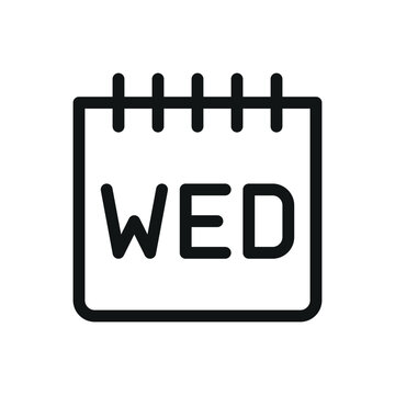 recommend clip art: Wednesday calendar isolated icon, WED week day vector symbol with editable stroke