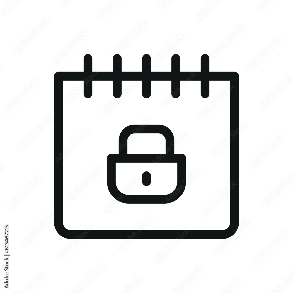Poster calendar lock isolated icon, lock date vector icon with editable stroke