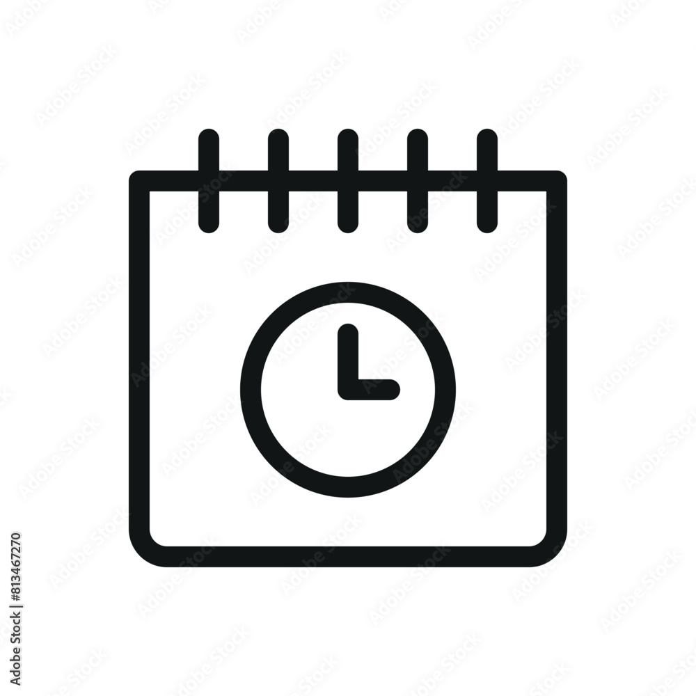 Poster calendar clock isolated icon, delay date vector icon with editable stroke