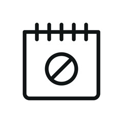 Cancel schedule isolated icon, calendar declined vector icon with editable stroke