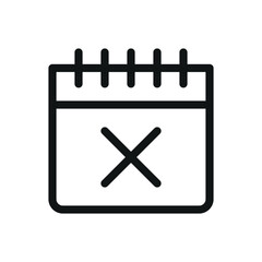 Calendar delete isolated icon, booking cancel vector icon with editable stroke