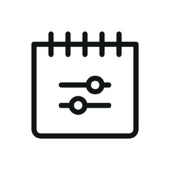 Calendar settings isolated icon, calendar parameters vector icon with editable stroke