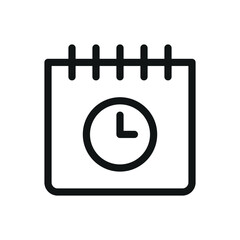 Calendar clock isolated icon, delay date vector icon with editable stroke